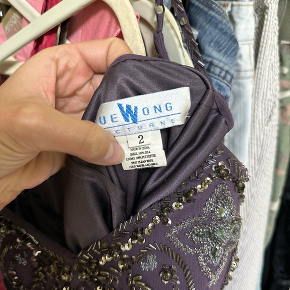 Sue Wong Nocturne Silk Beaded Purple Mini Dress - Picture 11 of 11